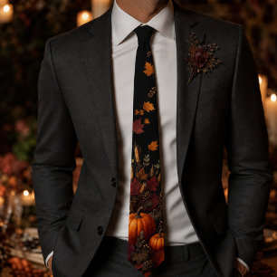 Corbata Calabaza Botánica Oscura y Malhumorada de Otoño y