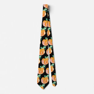Corbata Calabaza de acuarela Halloween negro 