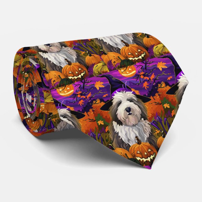 Corbata Calabaza de brujas de Halloween del viejo perro pa (Enrollado)