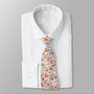 Corbata Calabaza de Fantasma Kawaii Patrón de Halloween Na