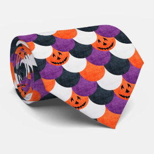 Corbata Calabaza de Halloween con escamas de sirena