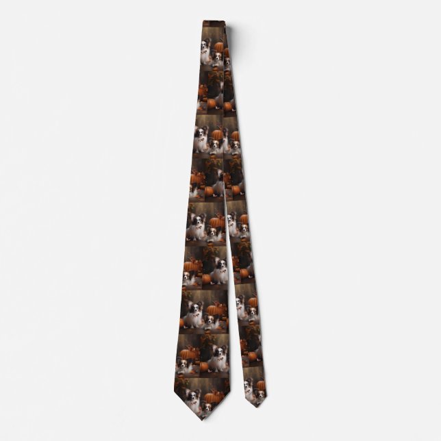 Corbata Calabaza deslumbrante Papillon Puppy Autumn (Anverso)