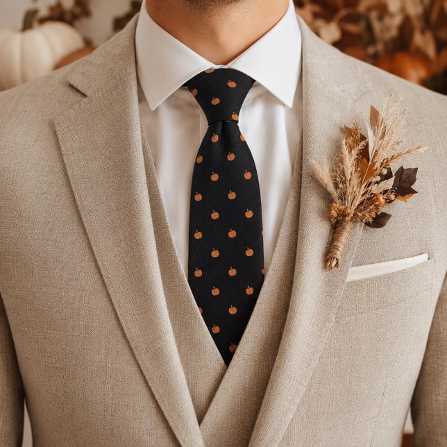 Corbata Calabaza Mini Negra Micro Patrón Halloween Sutil (Subido por el creador)