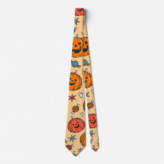 Corbata Calabaza Naranja Vintage | Gráfico de Halloween
