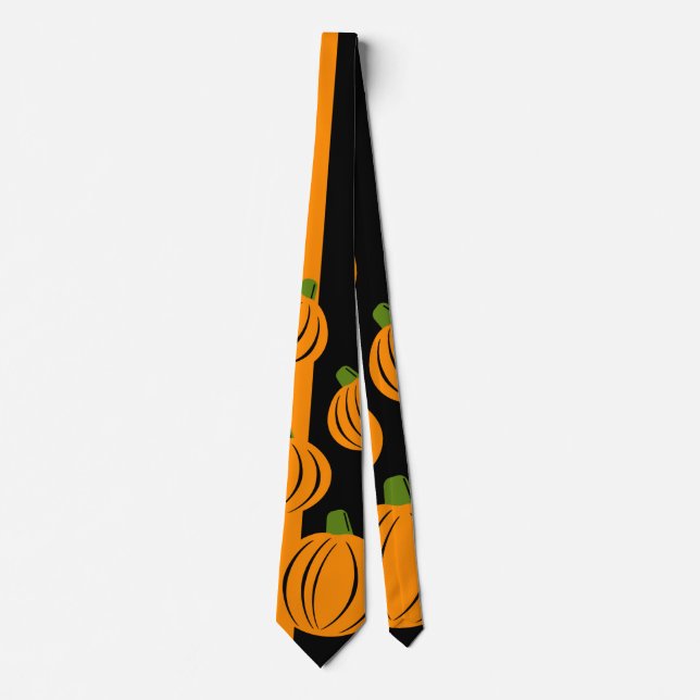 Corbata Calabaza negra y naranja moderna de Halloween (Anverso)