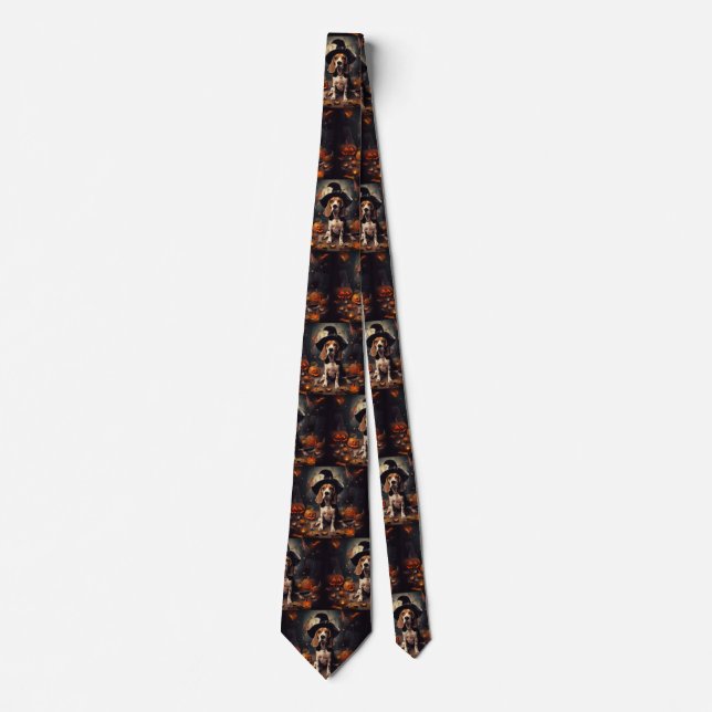 Corbata Calabazas Beagle Halloween Espeluznantes (Anverso)