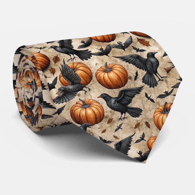 Corbata Calabazas, cuervos y el patrón de Halloween de los (Enrollado)