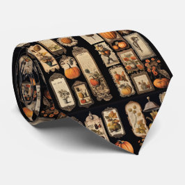 Corbata Calabazas de Halloween etiquetas vintage