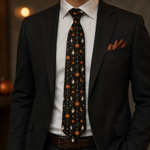 Corbata Calabazas de Halloween Góticas con Fantasmas y Mur