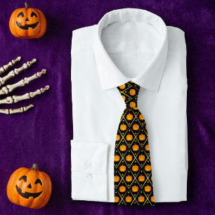 Corbata Calabazas de Jack o' Lantern de Halloween negras y