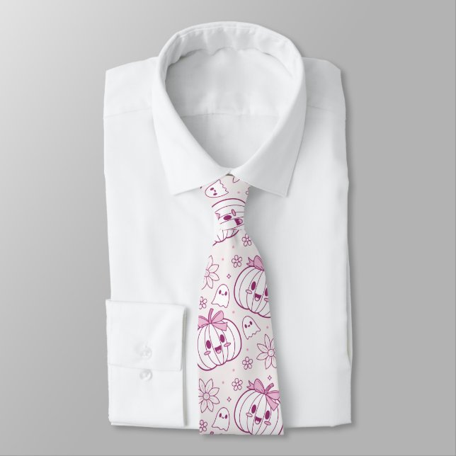 Corbata Calabazas, fantasmas y flores de Kawaii (Atado)