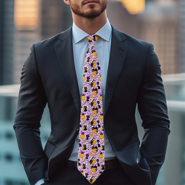 Corbata Calabazas Halloween Candy Gatos Negros (Subido por el creador)