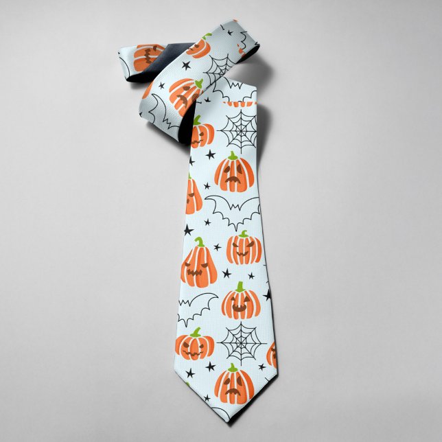 Corbata Calabazas Naranjas Divertidas Murciélagos Telaraña (Subido por el creador)