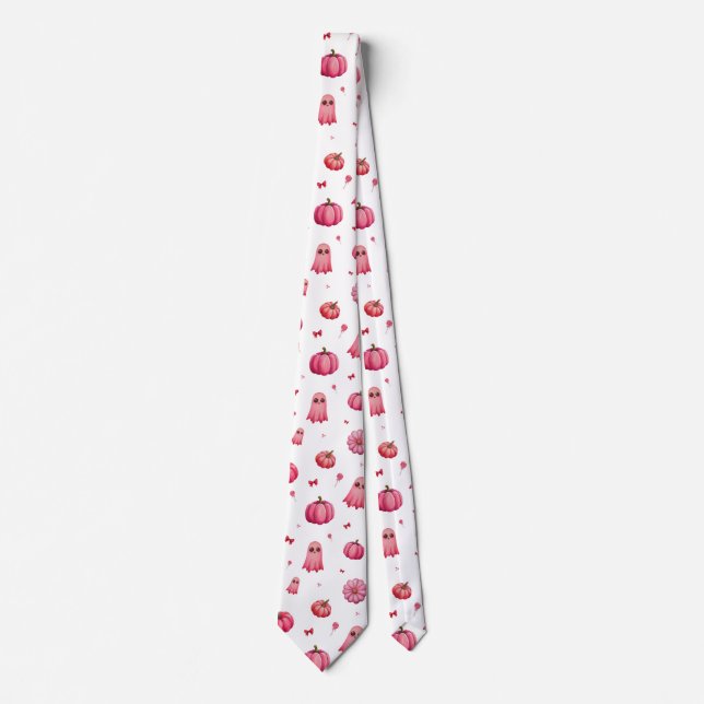 Corbata Calabazas rosadas de Halloween (Anverso)