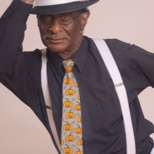 Corbata Calabazas sonrientes lindo Gris Halloween