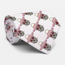 Calavera con bigote y un Sombrero rosa