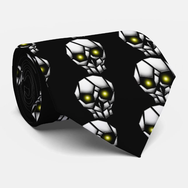 Corbata Calavera cromada con ojos brillantes (Enrollado)