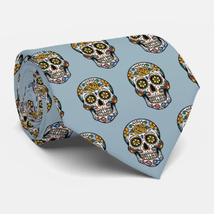 Corbata Calavera de azúcar arte pop Dia de los Muertos