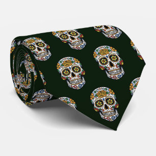 Corbata Calavera de azúcar arte pop Dia de los Muertos
