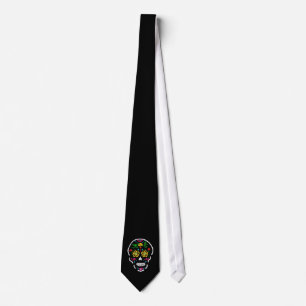 Corbata Calavera de azúcar colorida — Día de los muertos