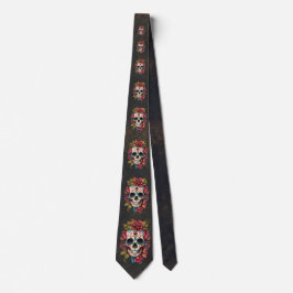Corbata Calavera de azúcar floral Día de los Muertos