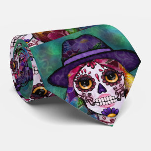 Corbata Calavera de Azúcar Hippie Floral Abstracta Caprich