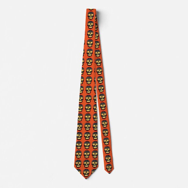 Corbata Calavera de Azúcar Negra (Anverso)