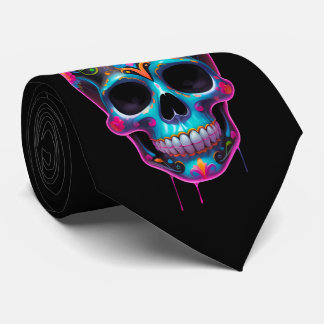 Corbata Calavera de azúcar vivida multicolor Día de los Mu