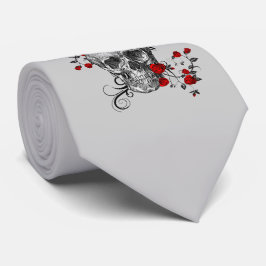 Corbata Calavera de rosas rojas