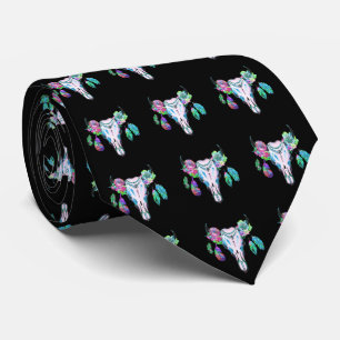 Corbata Calavera de vaca del suroeste occidental con pluma