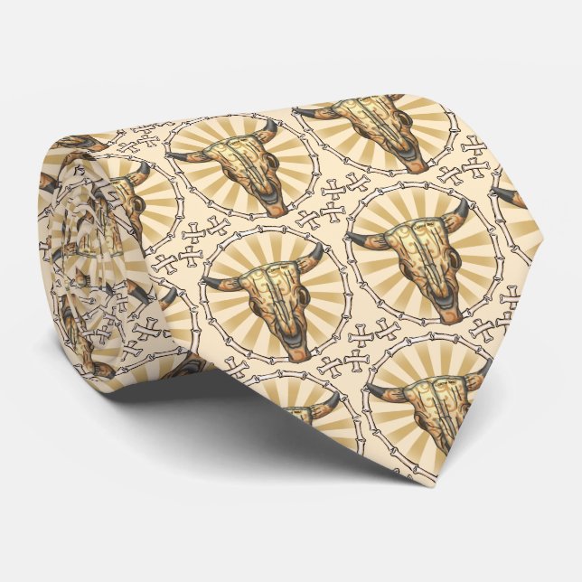 Corbata Calavera de vaca tribal (Enrollado)