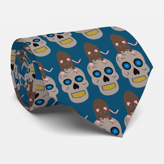 Corbata Calavera gótica y Rat Halloween (Enrollado)