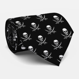 Corbata Calavera pirata y cruces de espadas vidriosas