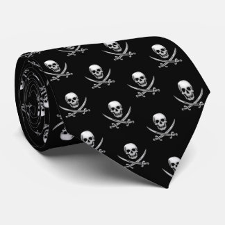 Corbata Calavera pirata y cruces de espadas vidriosas