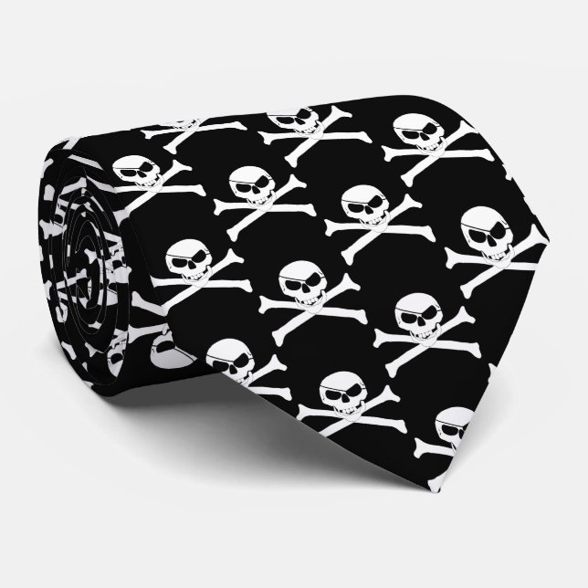 Corbata Calavera pirata y encrucijada (Enrollado)