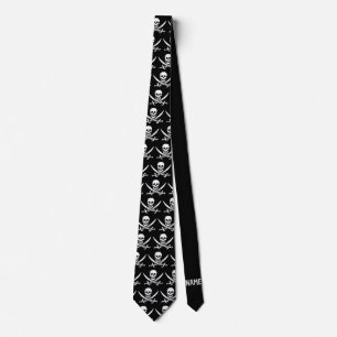 Corbata Calavera pirata y espadas, añadir texto,