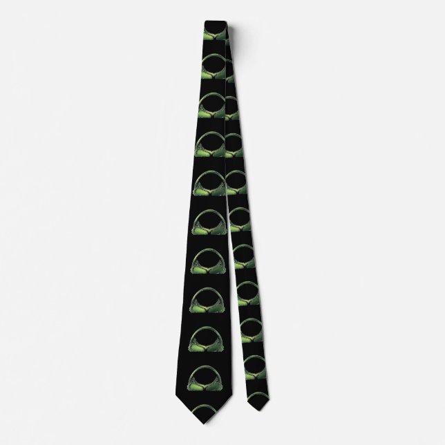 Corbata Calavera verde alienígena sobre negro (Anverso)