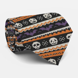 Corbata Calavera y murciélagos de Halloween, de estilo lis