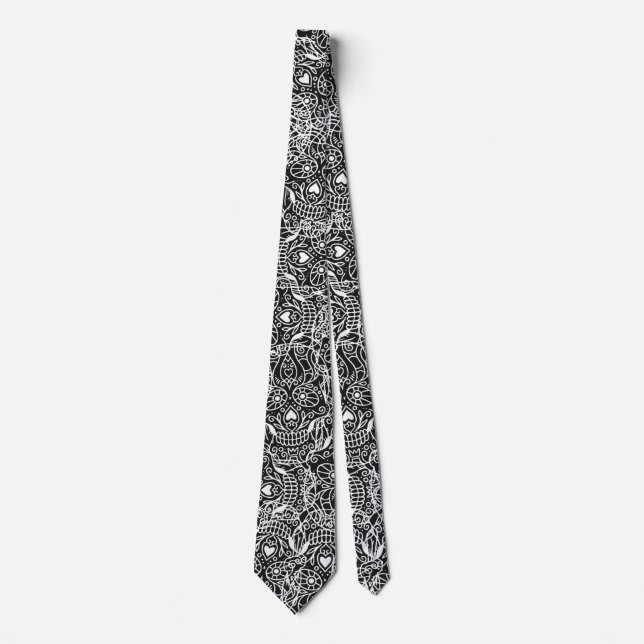 Corbata Calaveras azucareras blancas (Anverso)