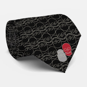 Corbata Calaveras - Blanco negro y negro
