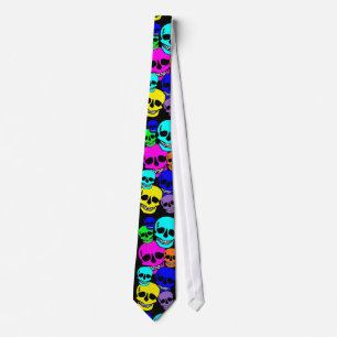 Corbata Calaveras brillantes y coloridas cortadas