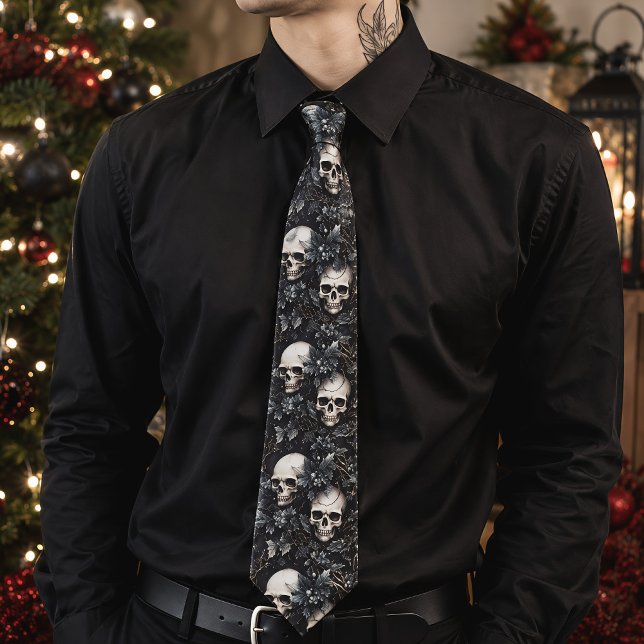 Corbata Calaveras de Navidad Góticas Espeluznantes (Subido por el creador)