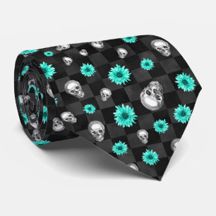 Corbata Calaveras de Turquesa y Diseño de la Serie Girasol