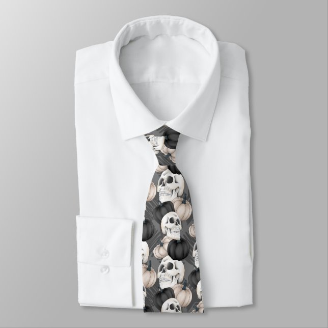 Corbata calaveras espeluznantes calabazas de Halloween pat (Atado)