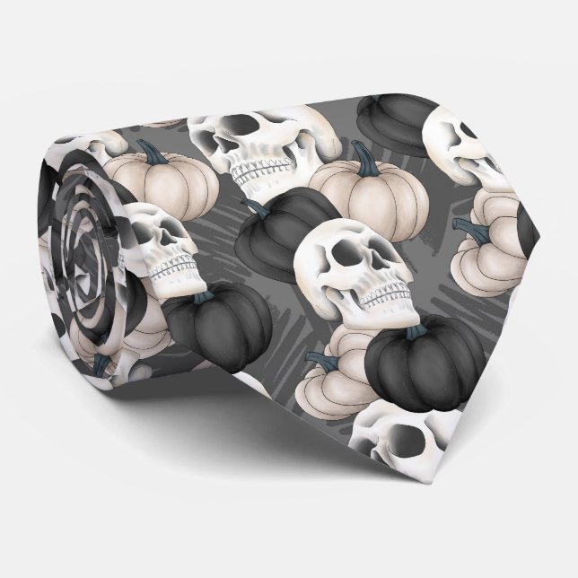 Corbata calaveras espeluznantes calabazas de Halloween pat (Enrollado)