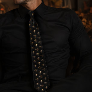 Corbata Calaveras Góticas Oscuras Humanas Trío Negro Criat
