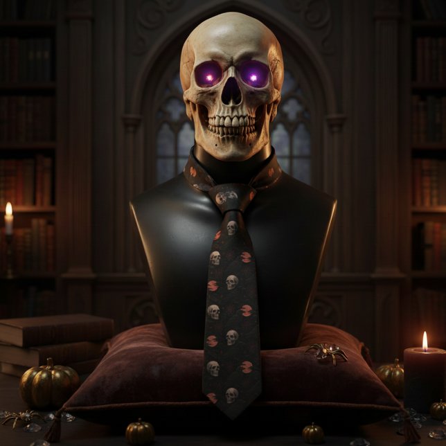 Corbata Calaveras Góticas y Cuervos Oscuro Halloween (Subido por el creador)