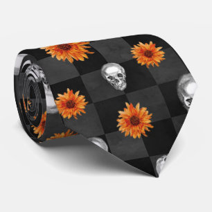 Corbata Calaveras naranjas y diseño de la serie girasoles