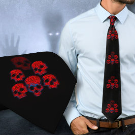 Corbata Calaveras rojas Gótico de Halloween negro