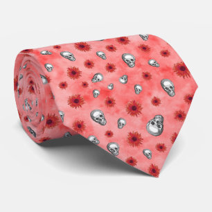 Corbata Calaveras Rojas y Serie de Girasoles Diseño 6